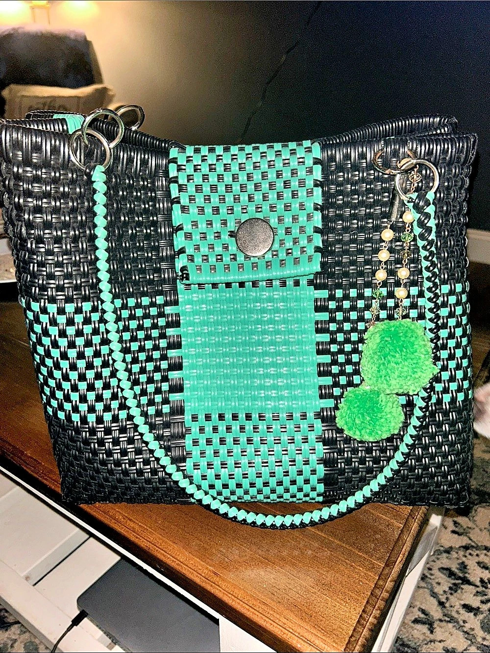 Woven Tote Black & Green